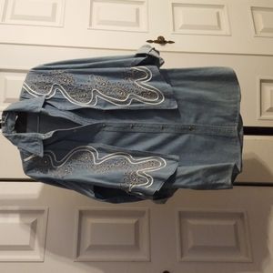 Lt denim long sleeve tunic w attached.vest